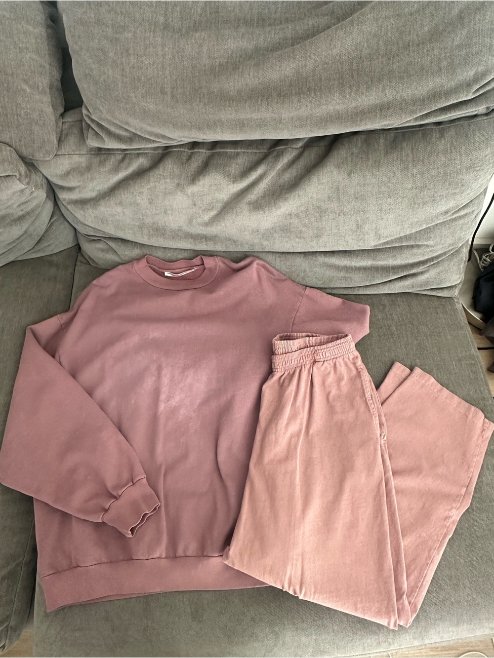 Los Angeles Apparel Dusty Rose Crewneck Sweatshirt and sweat pants set